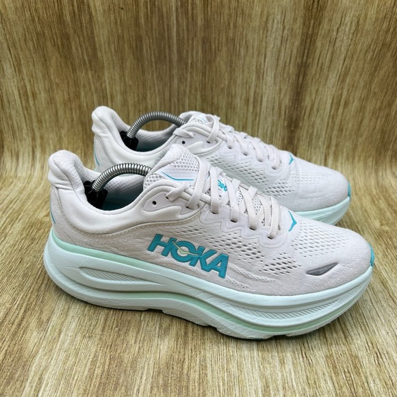 Hoka One One Shoes - Hoka One One Bondi 9 Women's Size 7.5 White Blue Running Shoes 1162012 FTCL